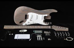 Kit de guitare électrique bricolage avec corps de zèbre de corps zébré en bois et touche 22 Fret S S S Pickups Builder Kits6304218