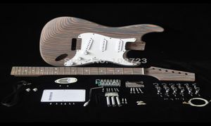 DIY elektrische gitaarkit met zebrawood body zebra houten nek en toets 22 fret s s s pickups builder kits1637041