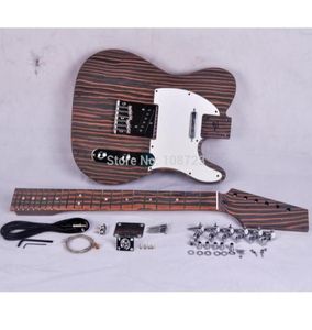Kit de guitarra eléctrico de bricolaje Cuerpo y cuello de Zebrawood TL Style017484241