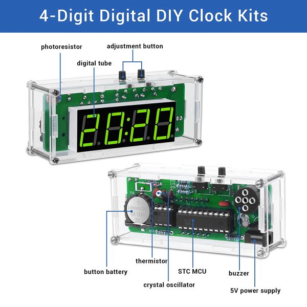 Kit electrónico de bricolaje reloj digital led digital tiempo de control de tiempo de control de tiempo