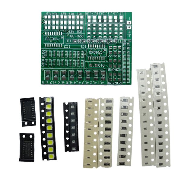 Kit electrónico de bricolaje SMT SMD Componente Soldadura Práctica de proyectos Suite Resistencia Diodo Transistor Kits de bricolaje Aprendizaje de soldadura