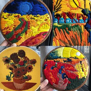Kits à aiguille à fleurs de broderie de bricolage pour débutant avec broderie de bambou Hoop Cross Stitch série artisanat artisanat décor