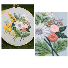 Cerceau de broderie de bricolage Ensemble pour les plantes pour débutants Plantes Modèle à aiguille Kit de broderie rond