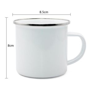 Vaso de sublimación de esmalte DIY Blanco en blanco 350ml Taza de café esmaltada creativa de acero Durable irrompible Regalo personalizado Taza de té en stock Venta al por mayor a granel