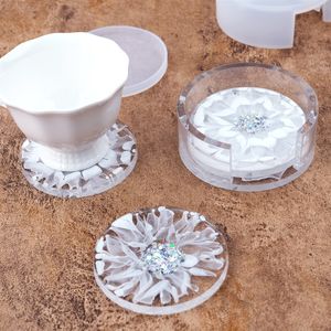 DIY Epoxyhars Siliconen Mallen Witte Cirkelvormige Crystal Drop Lijm Hittebestendige Coaster Ronde Opbergdozen Vorm Transparant Nieuw 9 5RH M2