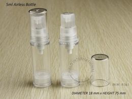 Envío Gratis-DIY Essential 5ml botella de bomba sin aire 5cc botellas pequeñas de loción embalaje cosmético, Vial de exhibición de muestra 100 Uds