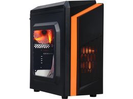 DIY-F2-O Zwart/Oranje USB 3.0 Micro-ATX Mini Tower Gaming Computerbehuizing met 2 x Oranje LED-ventilatoren (vooraf geïnstalleerd)