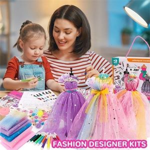 Kits de créateurs de mode DIY, conception de robe pour enfants, Kit de fabrication artisanale, ensemble de poupées exquises avec Mannequin, cadeau d'anniversaire pour filles, 231228