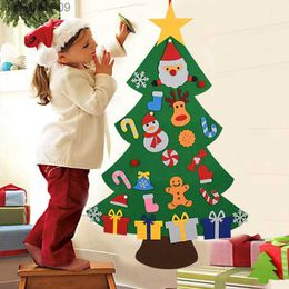 DIY Vilt Kerstboom Kerstversiering voor Thuis Nieuwjaar Navidad 2023 Kerst Ornamenten Kerstman Kerstboom Kinderen Geschenken L230620