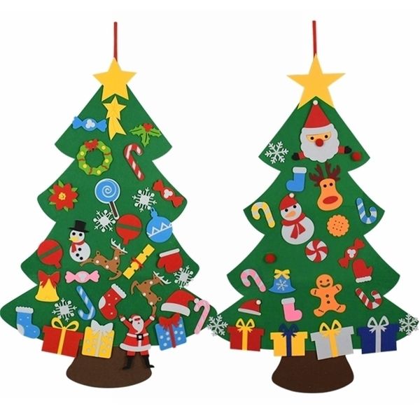 Bricolage Feutre Arbre De Noël Décorations Enfants Cadeaux Arbre De Noël Porte Tenture Ornements Arbre Artificiel pour La Maison Navidad Décor 2021 Y201020