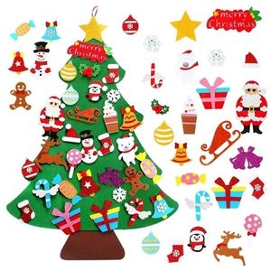 Diy Feel Christmas Tree Merry Decor voor Home Ornament Santa Claus Kids Xmas Navidad Jaar Y201020