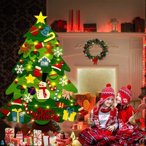 DIY Felt Christmas Tree de Noël Ornement suspendu avec LED String Light For Kid Gift 2024 NAVIDAD NOUVEAU AN PARTO DÉCOR
