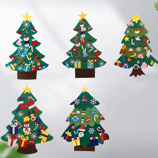 DIY Fieltro Colgante de pared Árbol de Navidad Decoraciones para el hogar Árboles de Navidad artificiales Tienda Festival Decoración Papá Noel Muñeco de nieve Adornos BH4978 TYJ