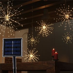 Guirlande solaire de feux d'artifice DIY, 8 Modes, 120/160/200 LED, lampe solaire pour décoration de jardin extérieur, Bouquet de lumières féeriques festives de noël