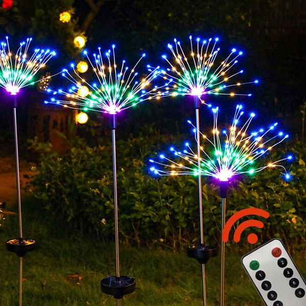 Guirnalda de luces solares de fuegos artificiales DIY, 8 modos, 90/120/150, lámpara Solar LED para decoración de jardín al aire libre, ramo de luces festivas de Navidad