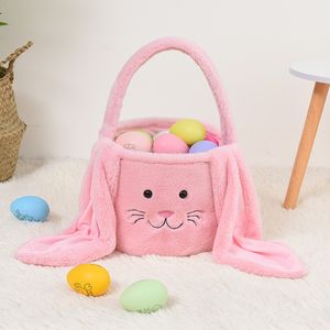DIY Flanel Bunny Bucket Bag Banden Eierenjacht Handtas 3d konijnenoren Tote Personaliseerde portemonnees Happy Easter Day snel