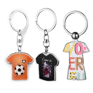 DIY SUBLIMATION BLANDE KEYCHAINS VOETBAL SHIRTER Designer Keychain Bball Uniform Fotoframe Slijtage Zilvergeplateerde auto Sleutelring Handtas CARABINER ACCESSOIRES Geschenk