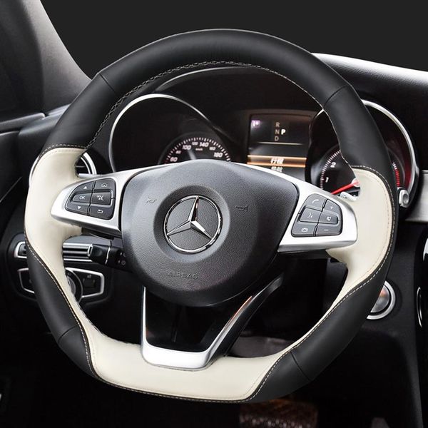 Housse de volant en cuir cousu main bricolage pour Mercedes Benz classe S c260l e300l A200 glc260l Glab sport264D