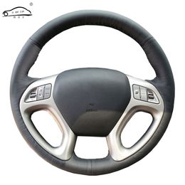 DIY-lederen auto stuurwielafdekking voor Hyundai IX35 TUCSON 2 2011-2015 / Dedicated stuurwiel stuur