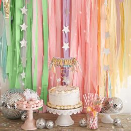 Diy Glitter Black Gold Crepe Paper Streamers rolt verjaardagsfeestje decor achtergrond gordijnen bruiloft volwassen jubileumbenodigdheden