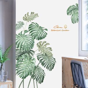 DIY Groene Plant Muursticker Tropische Roze Pioen Bloem Strand Palm Bladeren Muurstickers Moderne Kunst Vinyl Muurtattoo