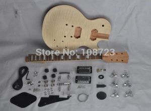 Guitares de bricolage kit de guitare électrique inachevé en acajou avec top à l'érable fixe double humbuckers2023280