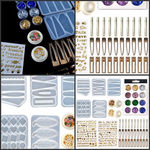 El juego de moldes de fundición de horquillas para el cabello DIY incluye 30 piezas de pinzas para el cabello, 5 moldes de resina de silicona, moldes de joyería, moldes de horquilla de resina epoxi 659 R2