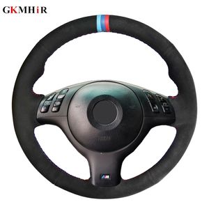 Housse de volant de voiture en daim noir, cousue à la main, pour BMW E39 E46 330i 525i 530i 540i 330Ci M3 20012002 2003, bricolage