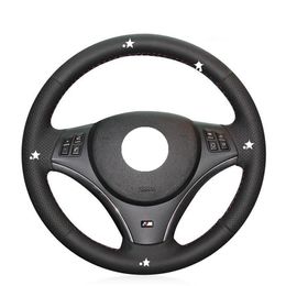 Couvercle de volant de voiture en cuir cousu à la main pour BMW E90 E91 E92 E93 X1 E84 E87 E81 E82 E88 325I 330I 335I 120I 130I 120D269D