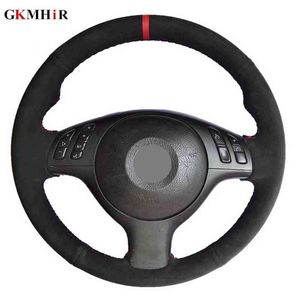Diy HandEmbroidered Black Suede Car Steering Wheel Cover For Bmw E39 E46 330i 525i 530i 540i 330Ci M3 20012002 2003 J220808