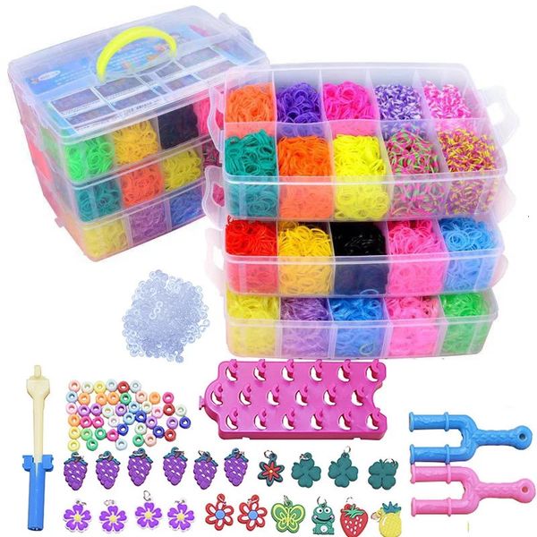 Bandes de caoutchouc faites à la main, bricolage, métier à tisser, boîte à outils de tissage, Kit de bracelets, jouets pour enfants, tricot, artisanat d'art élastique, jouets perlés pour filles 231229