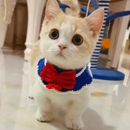 Bricolage fait à la main fil Crochet animal de compagnie chat chien festif habiller collier bébé noeud papillon bijoux 240320