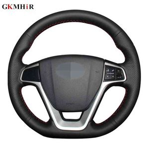 Housse de volant de voiture en cuir synthétique Pu noir, couture à la main, bricolage, pour Geely Emgrand Gt 2015 2016 2017 J220808