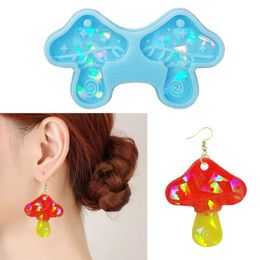 Boucles d'oreilles croix holographiques Laser Holographic Crystal Moule de résine Cactus Clover Pendant