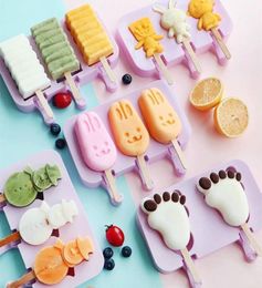 DIY Ice Cream Siliconen Molds Kinderdieren Zelfgemaakte Popsicle -schimmels voor kinderen Leuke cartoon Icelolly Mold Ice Cream Tools XD23242201645