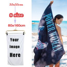 DIY Image Print Custom Bath Towel Personalized Customized Beach Towels Micro Fiber Washcloth Washrag Corporate Gift With Logo 210318