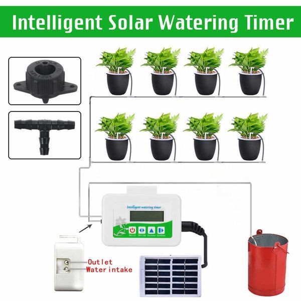 DIY Intelligent Garden Dispositif d'arrosage automatique Énergie solaire Charge Plante en pot Irrigation goutte à goutte Pompe à eau Système de minuterie 210610