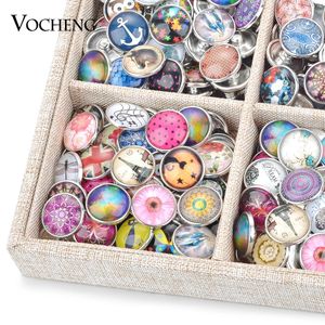 Bricolage boutons à pression interchangeables bijoux vente en gros mélange 50 pièces/sac aléatoire 18mm breloques à pression en verre pour colliers Bracelet cadeau 231229