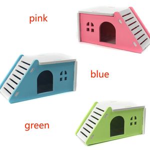 DIY Italic Klein Hamster Huis Huisdier Hamster Huizen Bed Cage Nest Hedgehog Guinea Pig Castle Toy Blue Pink Green