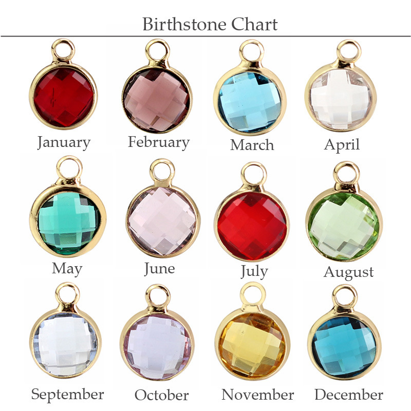 DIY Jewelry 8.6MM Round Gold Metal Crystal Birthstone Charms 30pcs for Wholesale (No Chain)