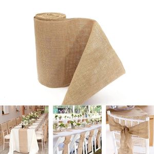 DIY Jute Line Vintage Table Runner 30cmx1000cm Rouleau de toile de jute Décoration de mariage rustique Party Country Home Party Chair Decor 240328