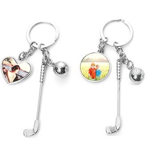 DIY Keychains Sublimation Blank Designer Keychain Golf Ball Hart Fotoframe Keychains Silver Legering Key Ring Keyring Handtas Wallet Carabiner Accessoires Geschenk