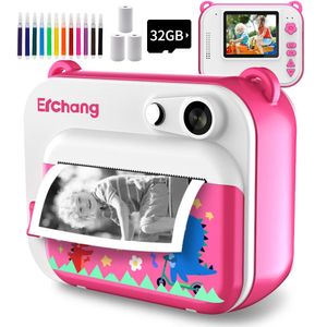 DIY Kids Instant PO Camera avec imprimante thermique Pographie 1080p Video Digital PO Camera Children Girls Birthday Gift 240327