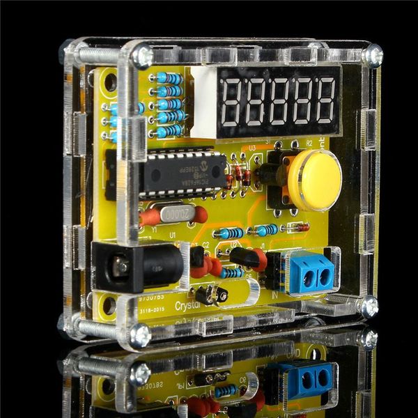 Freeshipping Kits de bricolaje 1Hz-50MHz Oscilador de cristal Probador Contador de frecuencia Probador Medidor Piezas de carcasa Medidor de probador LED