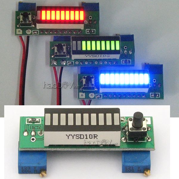 Livraison gratuite Kits de bricolage LM3914 10 segments 5V 12V Capacité de la batterie Affichage du niveau de puissance Indicateur LED vert