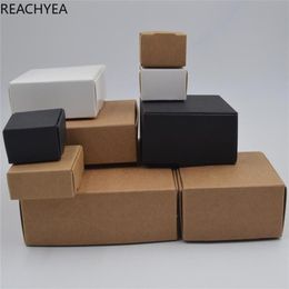 DIY Kraft Geschenkdoos Witbruin Zwart papier Kleine Soap Box Kraft Cardboard Mini Jewelry Packing Carton 12Sizes264N