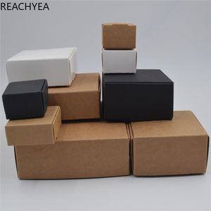 Caja de regalo Kraft DIY, caja de jabón pequeña de papel blanco/marrón/negro, caja de cartón Kraft, Mini caja de embalaje de joyería, 12 tamaños