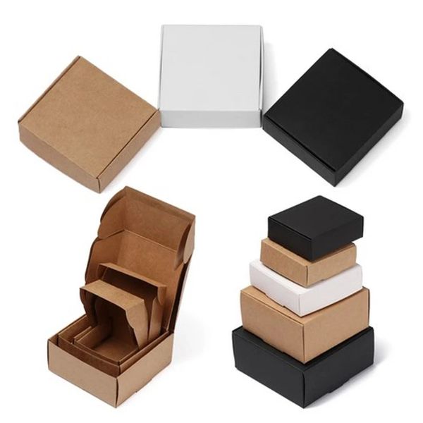 Bricolage Kraft coffrets cadeaux blanc/marron/noir papier petite boîte à savon Kraft carton Mini bijoux emballage