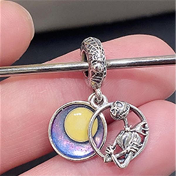 DIY Loose Bead 925 Sterling Silver Nightmare Before Christmas Double Dangle Charm Convient Européenne Pandora Bijoux Bracelet Colliers235C