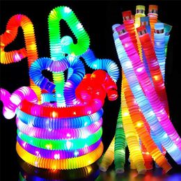 Bricolage Tubes lumineux Led couleur Fluorescente Tube en plastique rétractable enfants jouets sensoriels adultes enfant Stress soulager jouet à presser